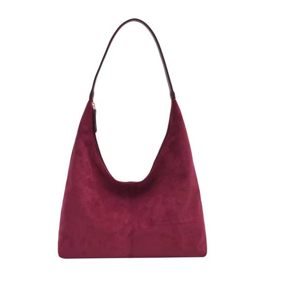 Suede Tote Bag Fall Winter Vintage Casual Handbag Pu Strap Interior UwU - Picture 1 of 7